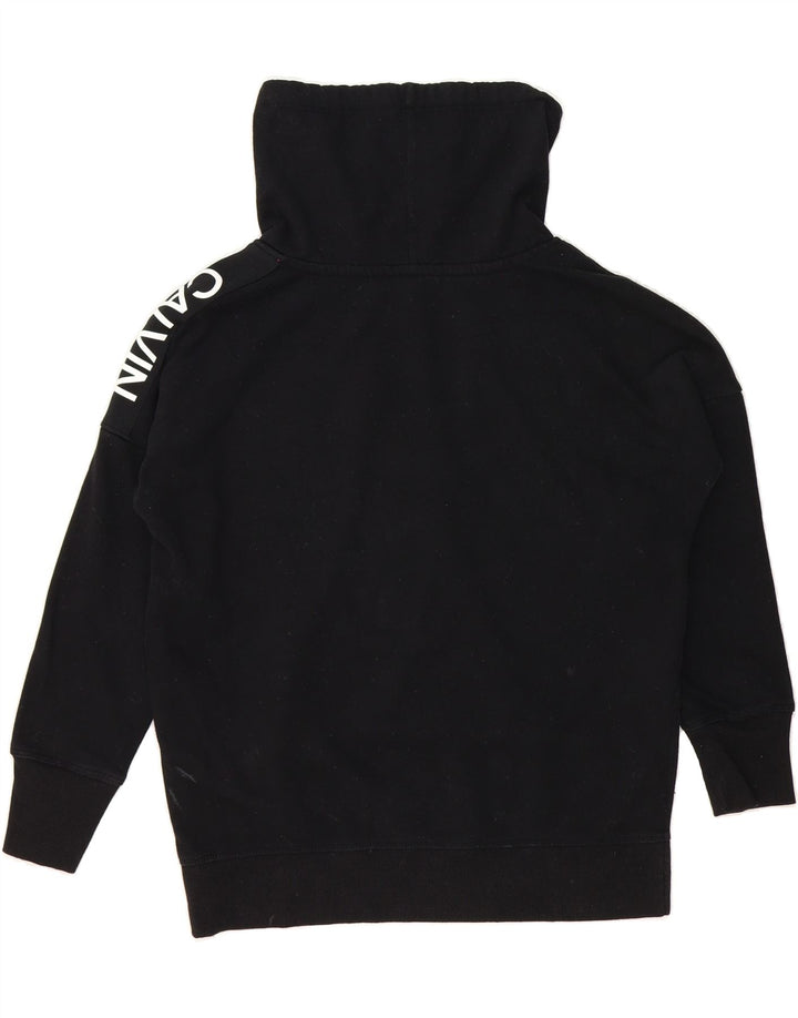 CALVIN KLEIN Womens Oversized Graphic Sweatshirt Jumper UK 10 Small Black Vintage Calvin Klein and Second-Hand Calvin Klein from Messina Hembry 