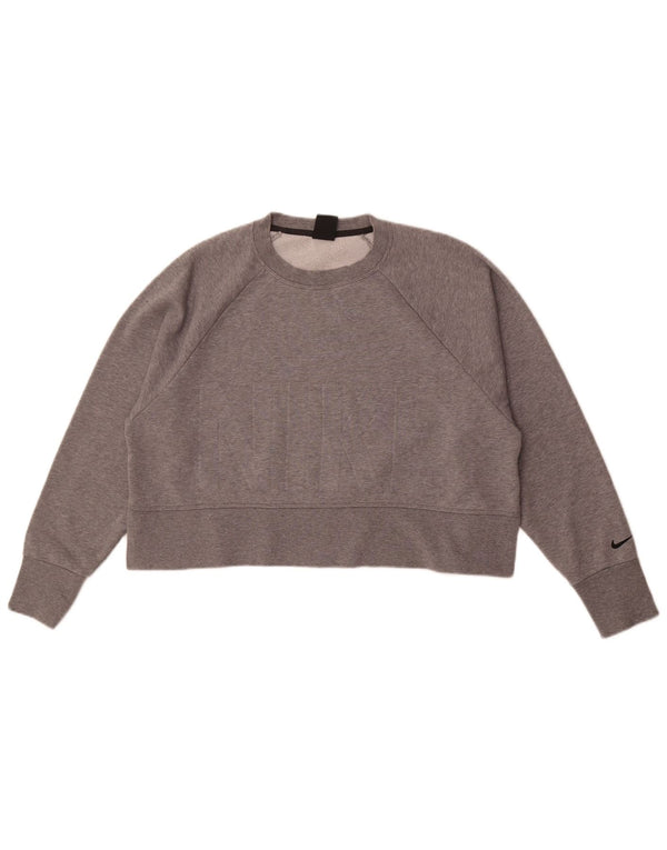 Damska bluza dresowa Nike Dri Fit Graphic Oversize UK 14, średnia szarość