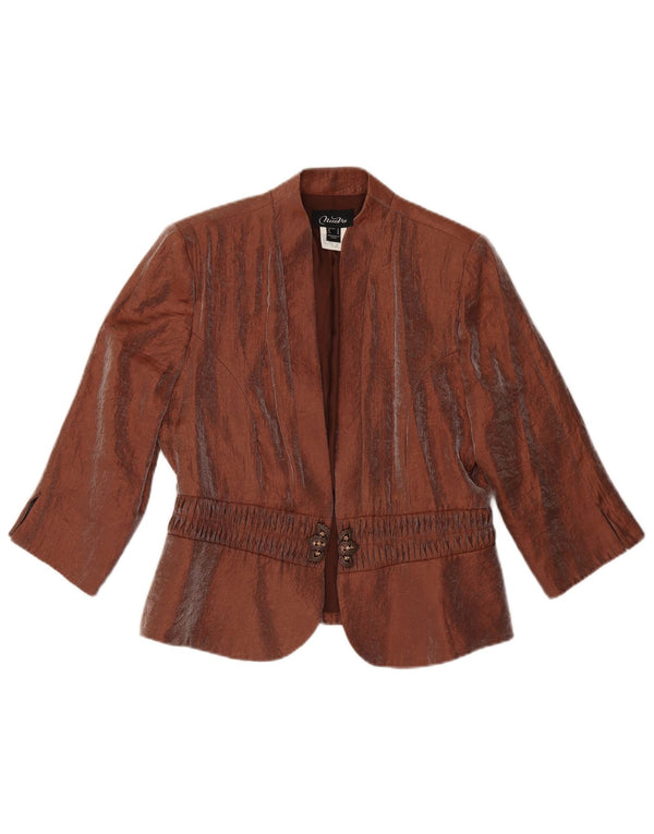 Vintage damska marynarka z rękawem 3/4 UK 10 Small Brown Rayon