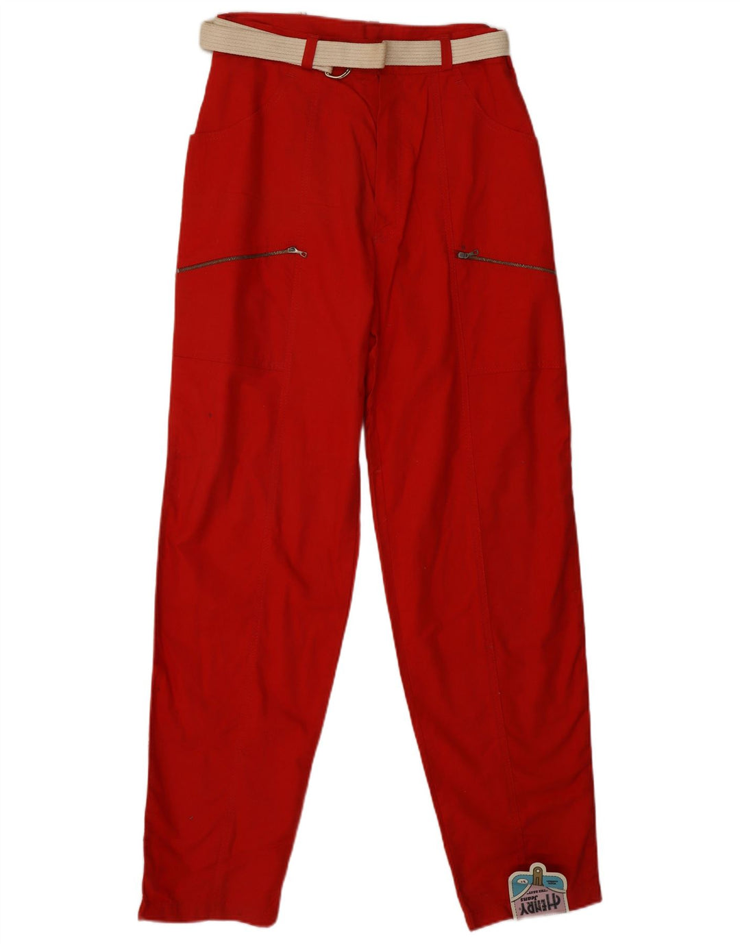 Damskie spodnie cargo z wysokim stanem VINTAGE IT 46 Large W28 L31 Czerwona bawełna