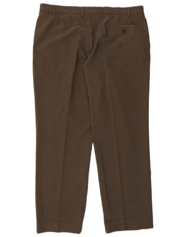 Męskie proste spodnie garniturowe Marks & Spencer W40 L30 Khaki