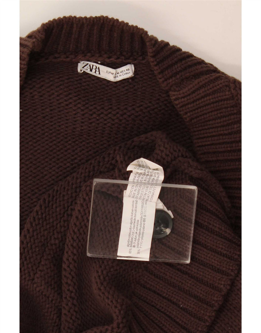 Męski sweter rozpinany Zara Średni brązowy bawełniany
