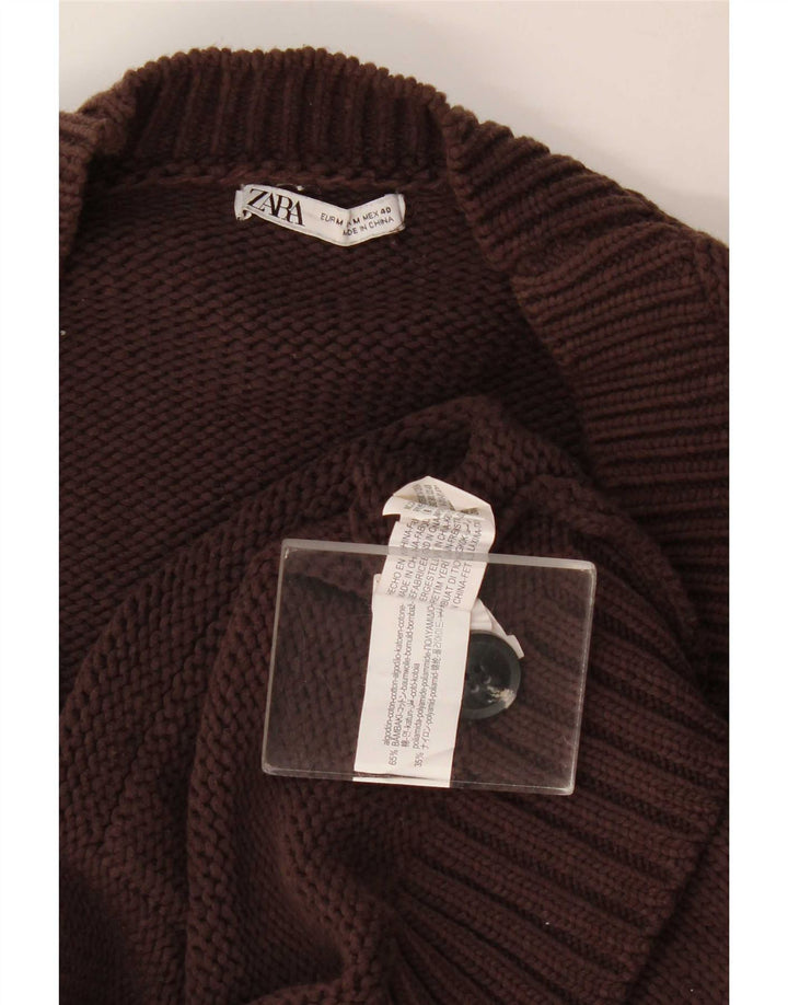 Męski sweter rozpinany Zara Średni brązowy bawełniany
