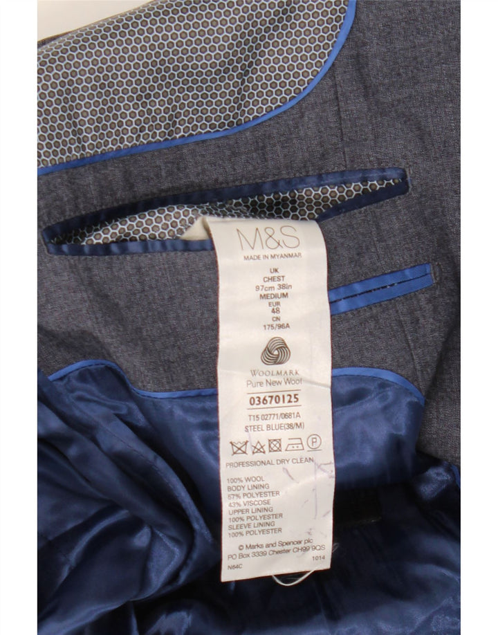 Marks & Spencer Męska marynarka zapinana na 1 guzik UK 38 Średnioniebieska wełna