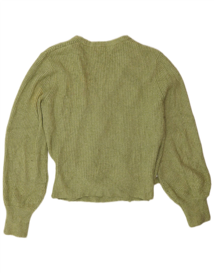 Marks & Spencer Damski sweter rozpinany UK 14, średni zielony, bawełniany