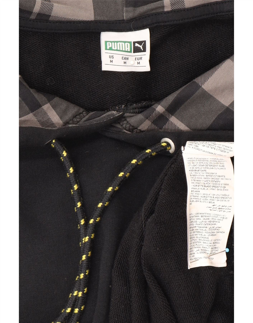 PUMA Mens Graphic Hoodie Jumper Medium Black Cotton Vintage Puma and Second-Hand Puma from Messina Hembry 