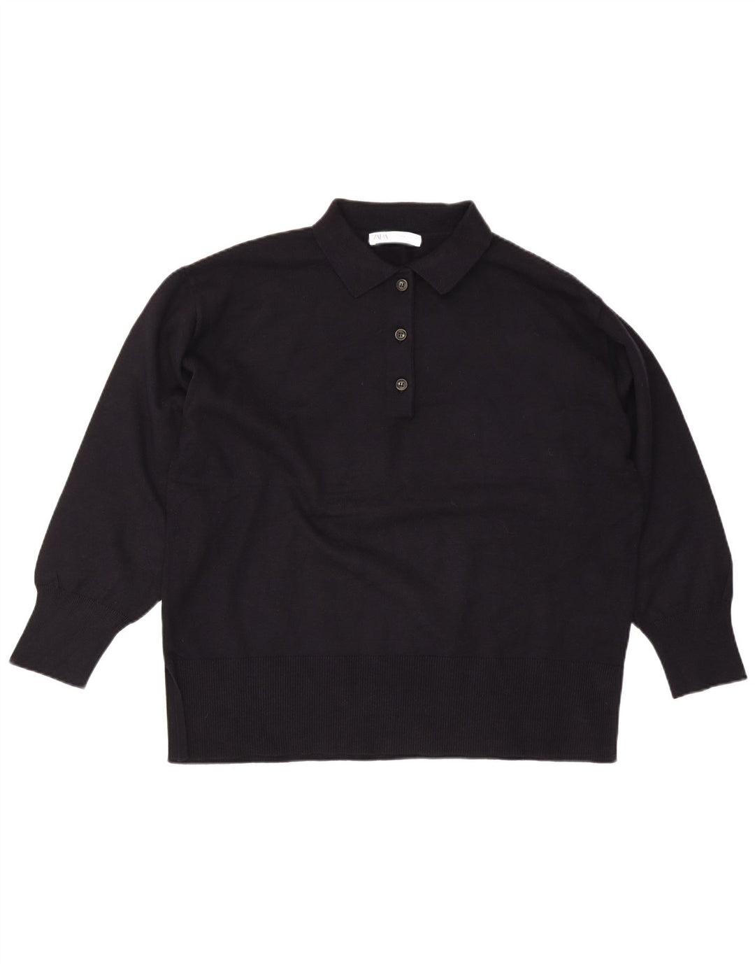 Damski sweter oversize Zara z golfem UK 14, średni granatowy