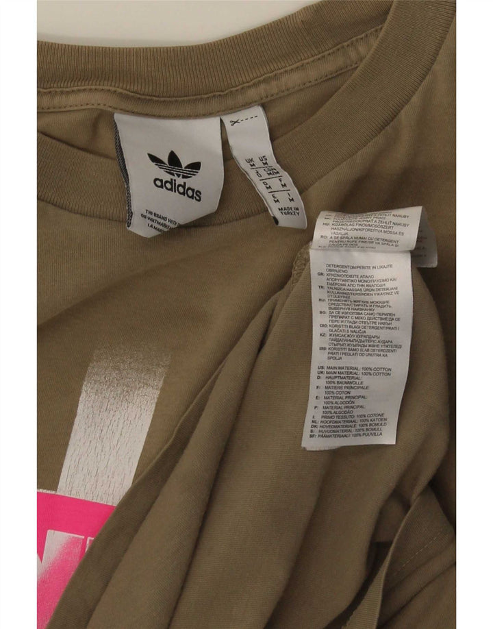 Męska koszulka z grafiką Adidas, średnia, bawełniana khaki