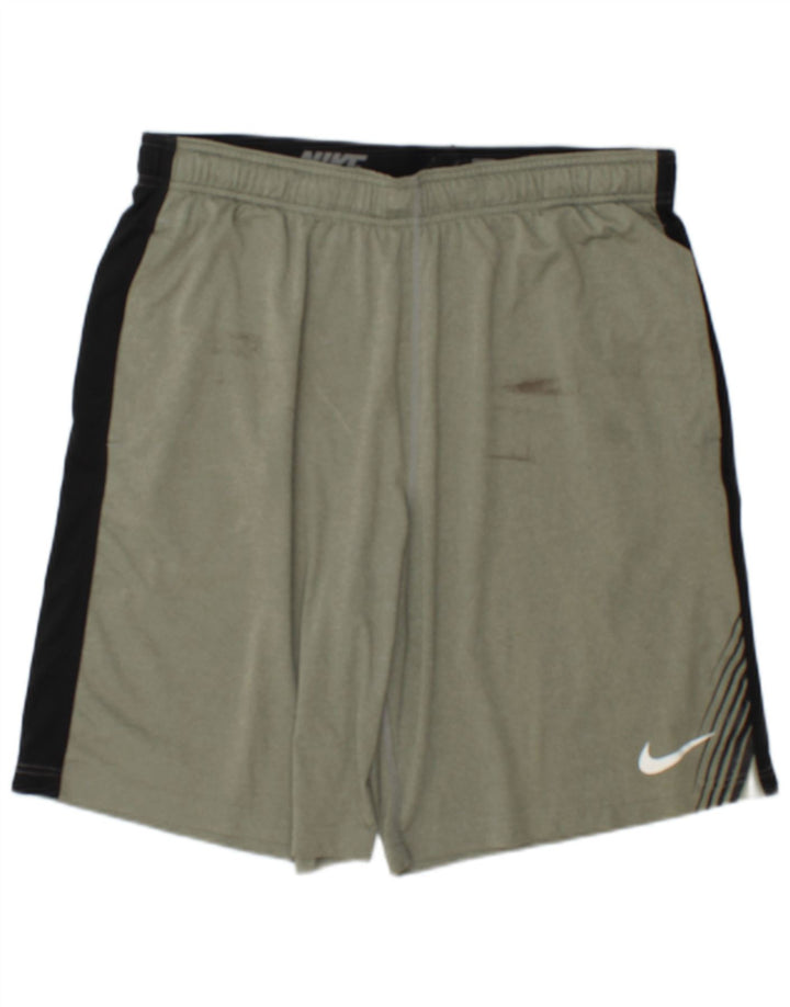 Męskie spodenki sportowe Nike, duże, zielone, z blokami kolorów, poliestrowe
