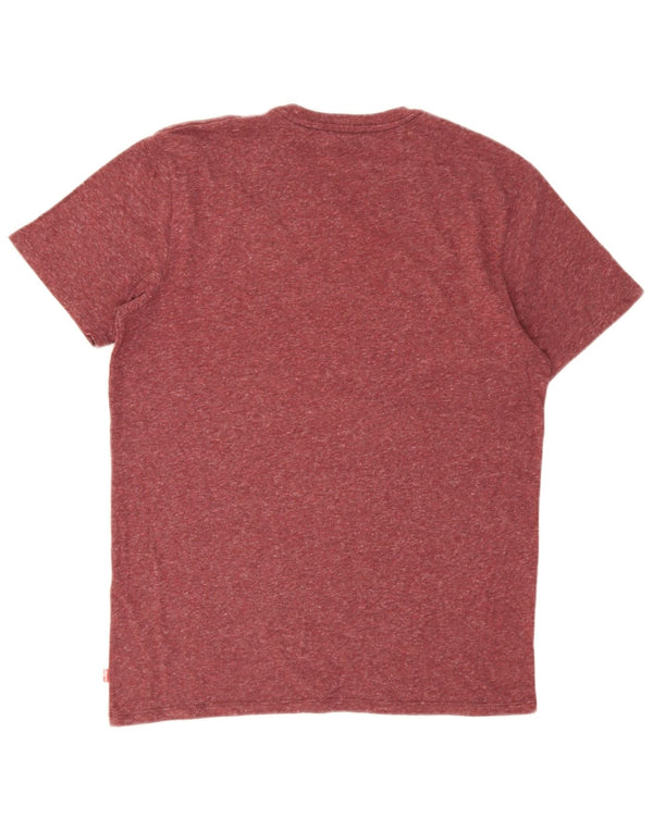 Męski T-shirt z grafiką Levi's, średni, bordowy, nakrapiany