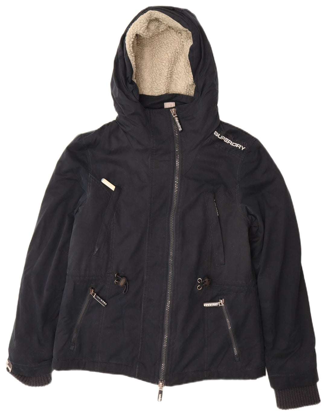 Damska kurtka wiatrówka Superdry Windparka UK 14, duża, granatowa