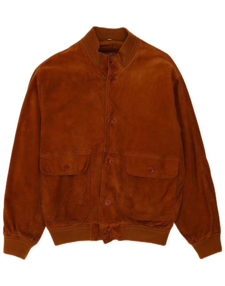 Vintage męska zamszowa kurtka bomber IT 54 2XL brązowa skóra