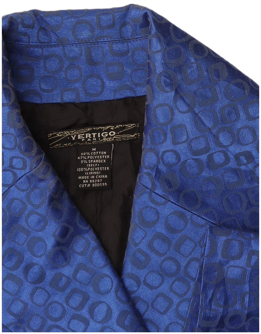 Damska marynarka Vertigo Crop Blazer UK 14 Średnioniebieski geometryczny
