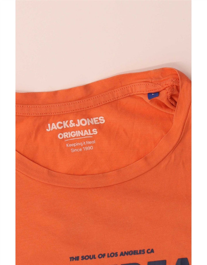 Męski T-shirt z grafiką Jack & Jones, duży, pomarańczowy, bawełniany