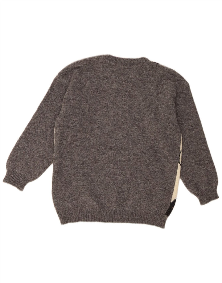 Damski sweter z wycięciem pod szyją Benetton UK 10 Small Szary Argyle/Diament