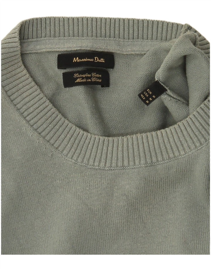 Męski sweter z okrągłym dekoltem Massimo Dutti, średni zielony