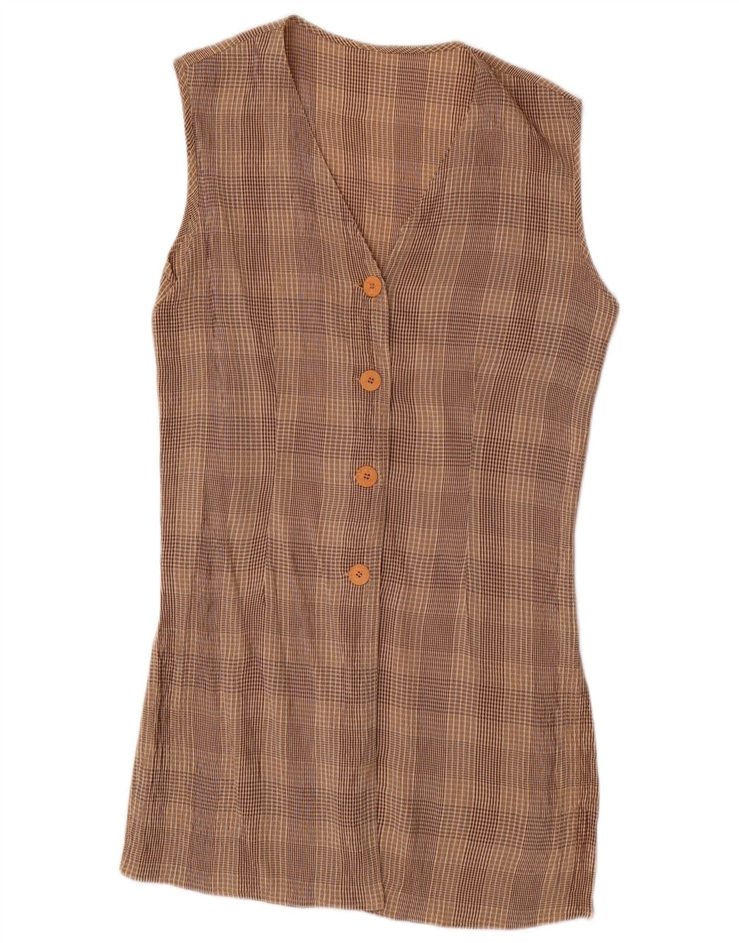 VINTAGE damski zestaw 2-częściowy z 4 guzikami, UK 10, mały, W28, brązowy octan w kratkę