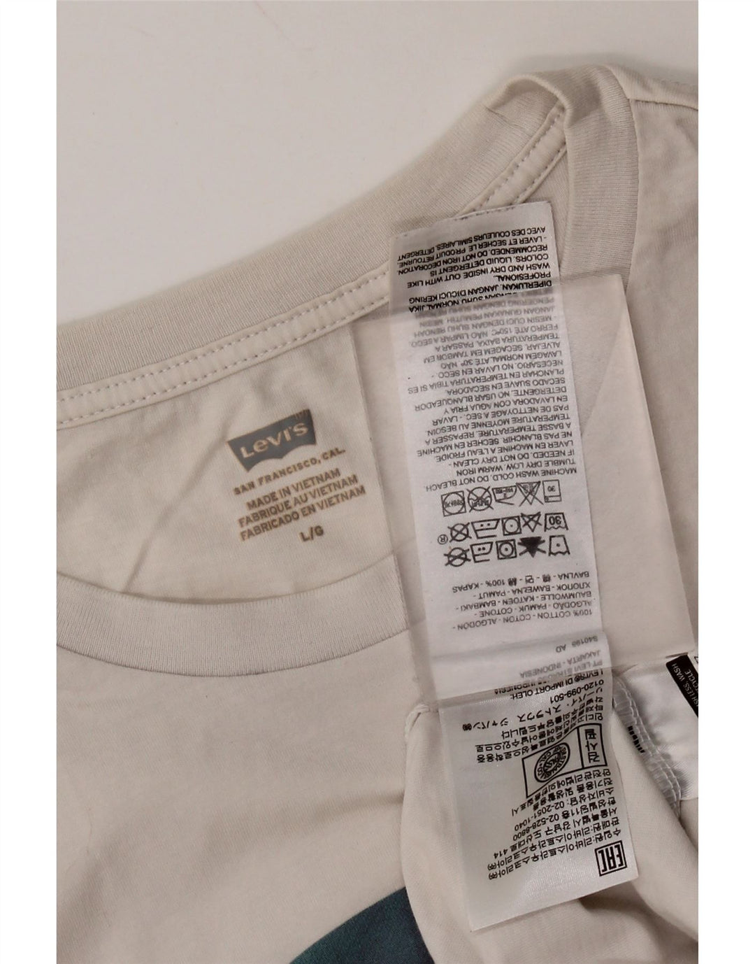 Męski T-shirt z grafiką LEVI'S, duży, bawełniany w kolorze złamanej bieli