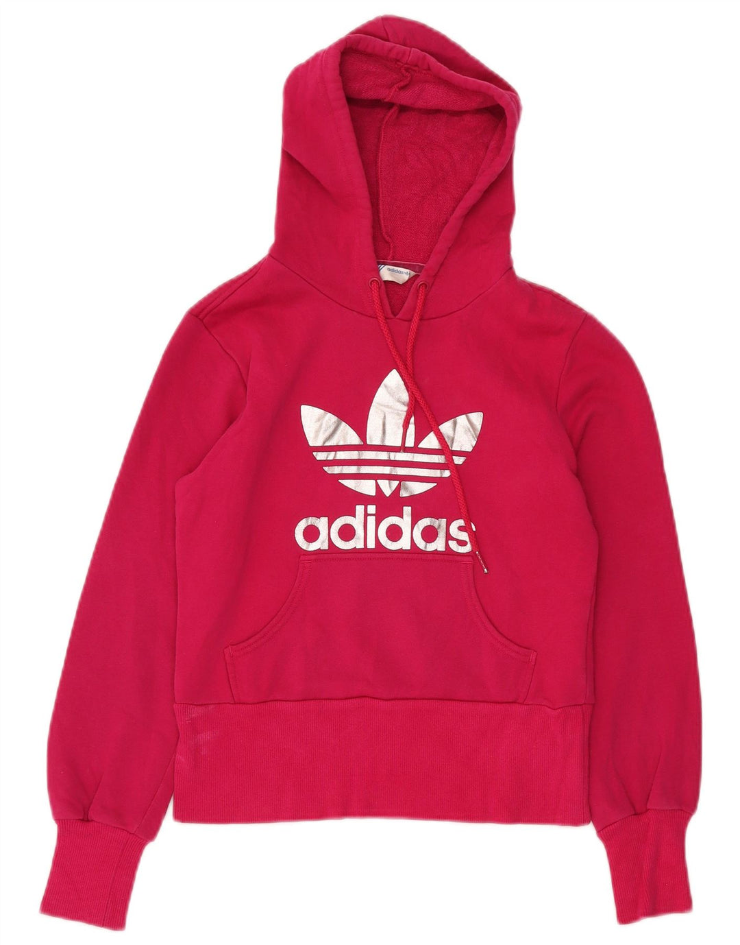 Damska bluza z kapturem ADIDAS Crop Graphic IT 36 XS Różowa bawełna