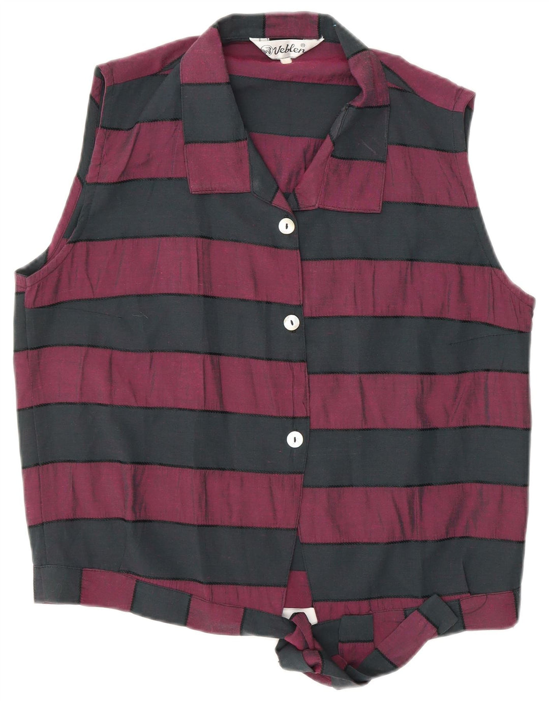 Damska bluzka koszulowa VINTAGE wiązana z przodu UK 16 w średnie czarne paski