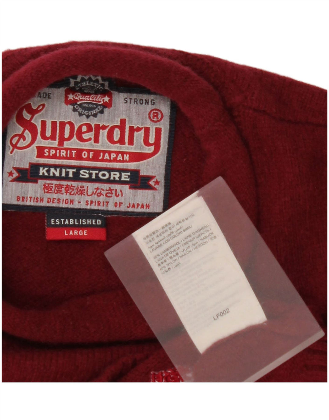 SUPERDRY Męski sweter z golfem, duży, bordowy, z owczej wełny
