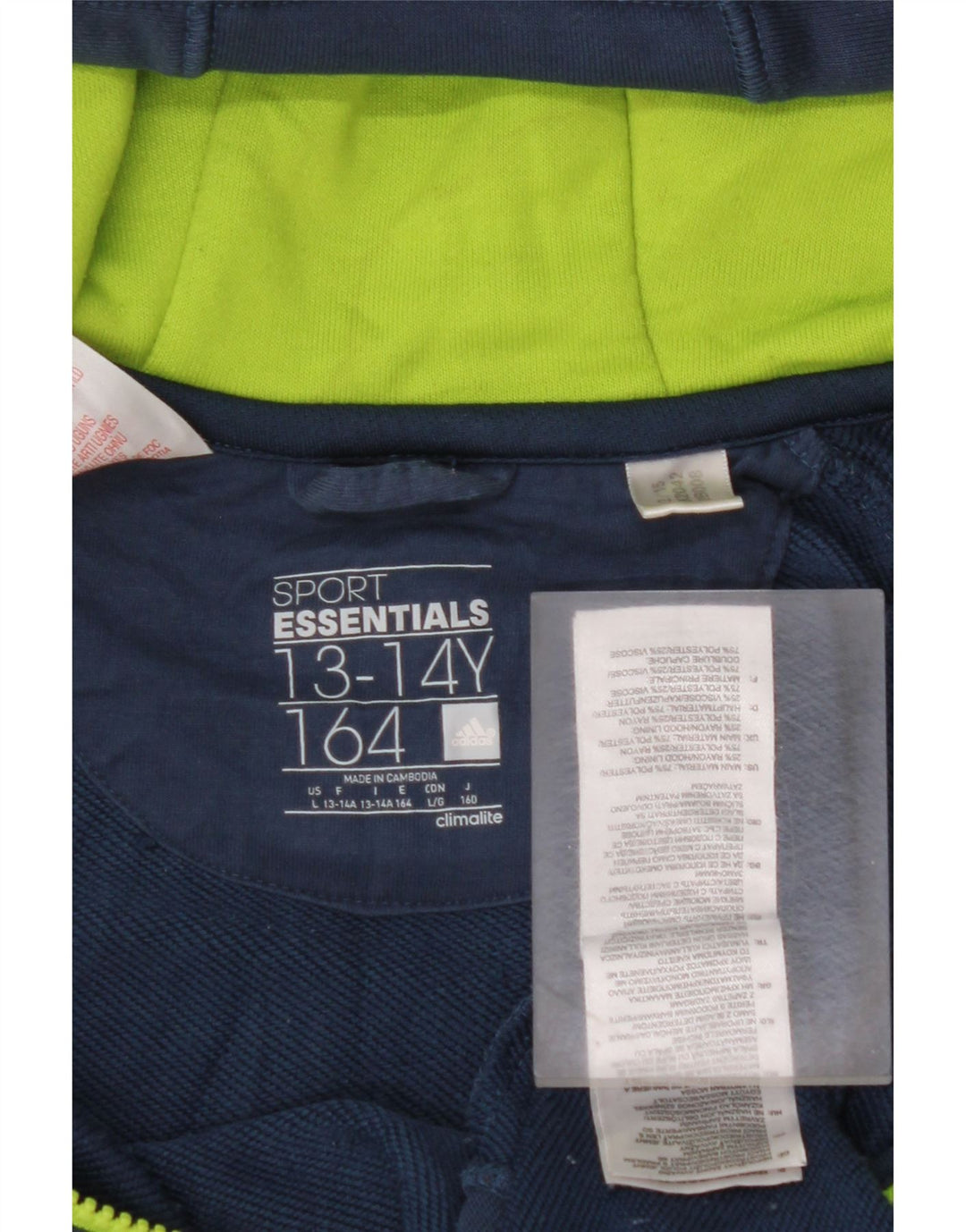 ADIDAS Chłopięcy sweter z kapturem Climalite 13-14 lat Granatowy Poliester