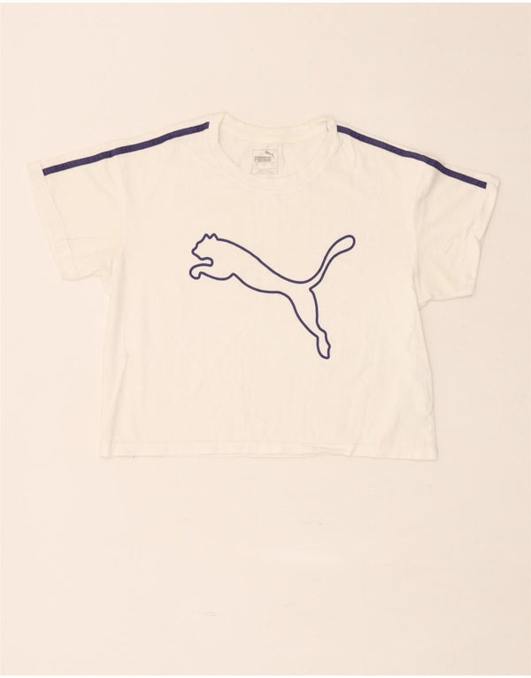 Damska koszulka Puma Crop Graphic Top UK 10 Small White Cotton