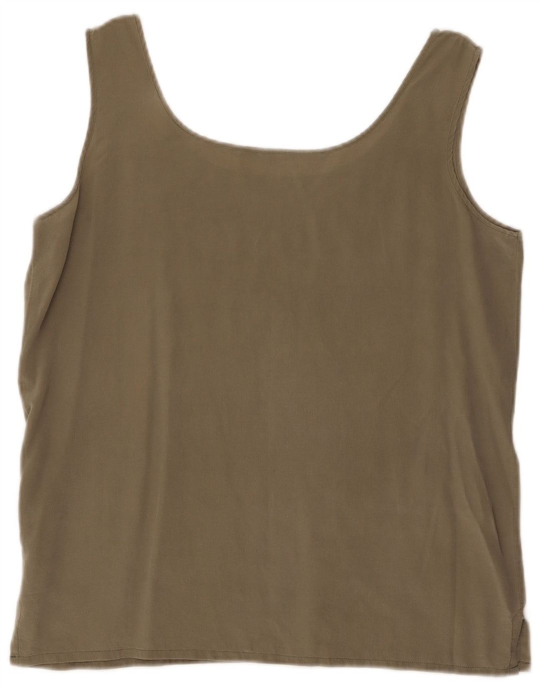 Vintage damski top na ramiączkach UK 14, średni khaki, jedwab