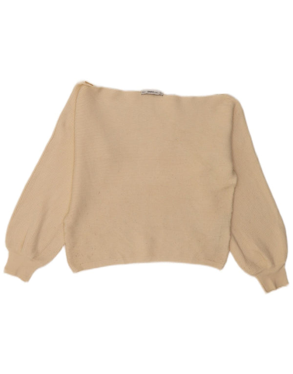 Damski sweter Zara Crop Boat Neck Sweter UK 16 Large Off White Wiskoza