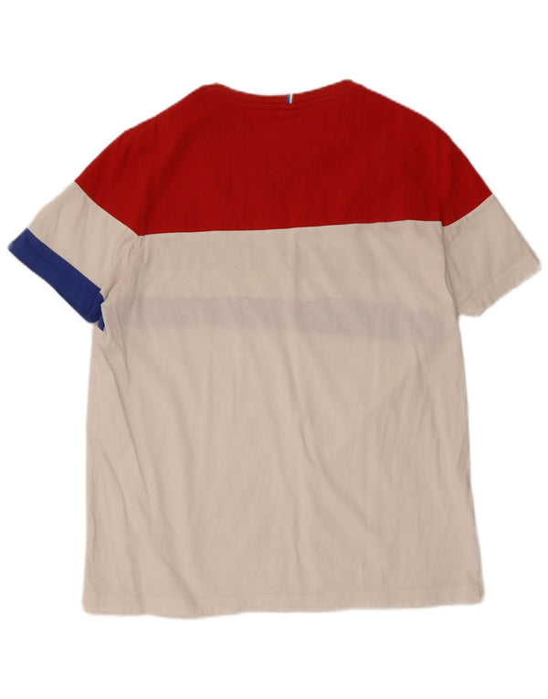 Le Coq Sportif Mens Graphic T-Shirt Top Large White Colourblock