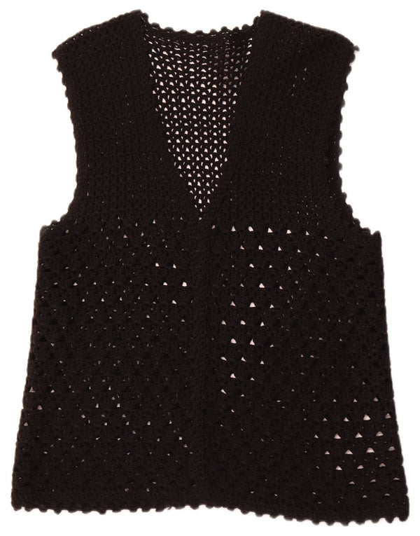 Sweter damski bez rękawów VINTAGE UK 16, duży, czarny