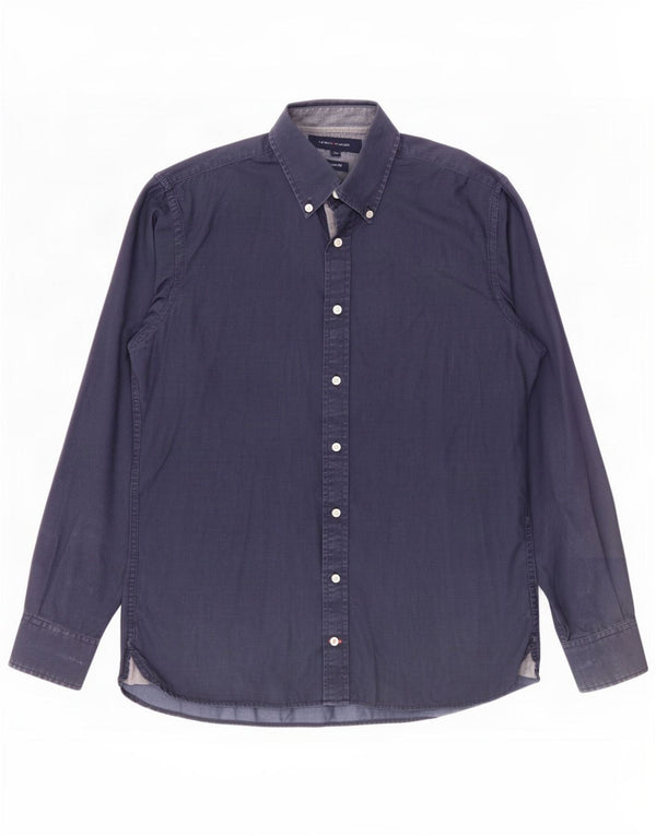 Koszula męska Slim Fit Tommy Hilfiger, mała, granatowa, geometryczna, bawełniana