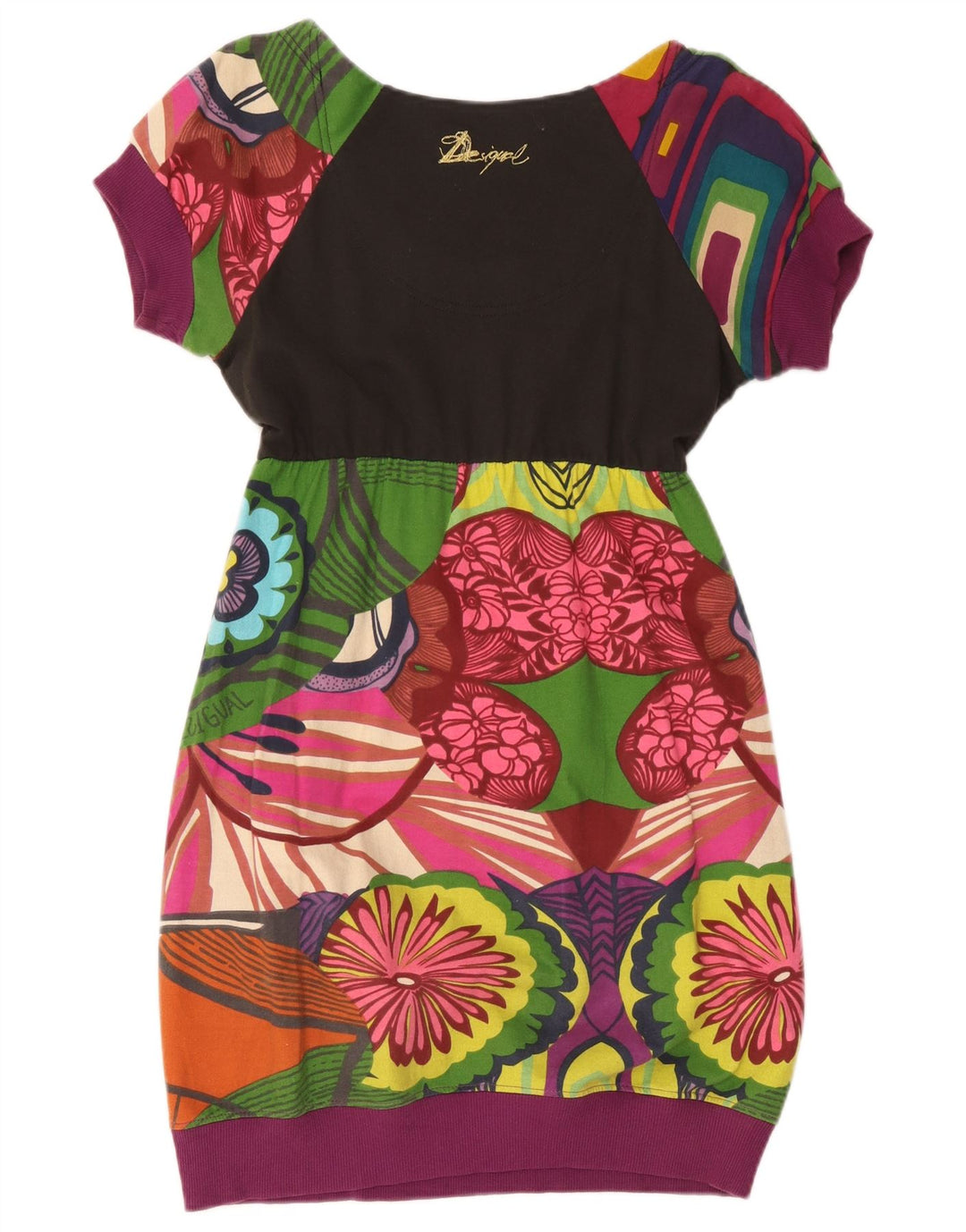 Desigual damska graficzna sukienka bąbelkowa UK 10, mała, wielokolorowa w kwiaty