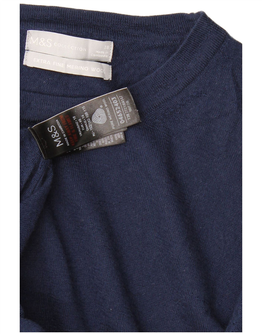 MARKS & SPENCER Damski sweter z dekoltem w łódkę, UK 18 XL, granatowy