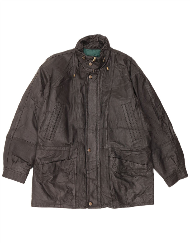 M. FLUES Mens Leather Jacket IT 52 XL Black Leather