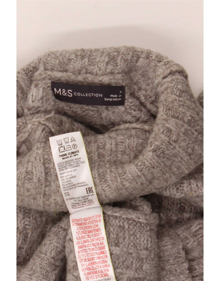 Marks & Spencer Damski sweter oversize z golfem, UK 10, mały, szary