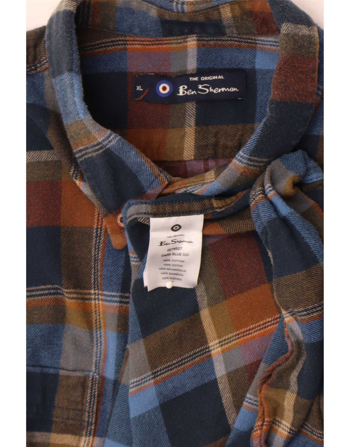 Męska koszula flanelowa Ben Sherman XL w wielokolorową kratę, bawełniana