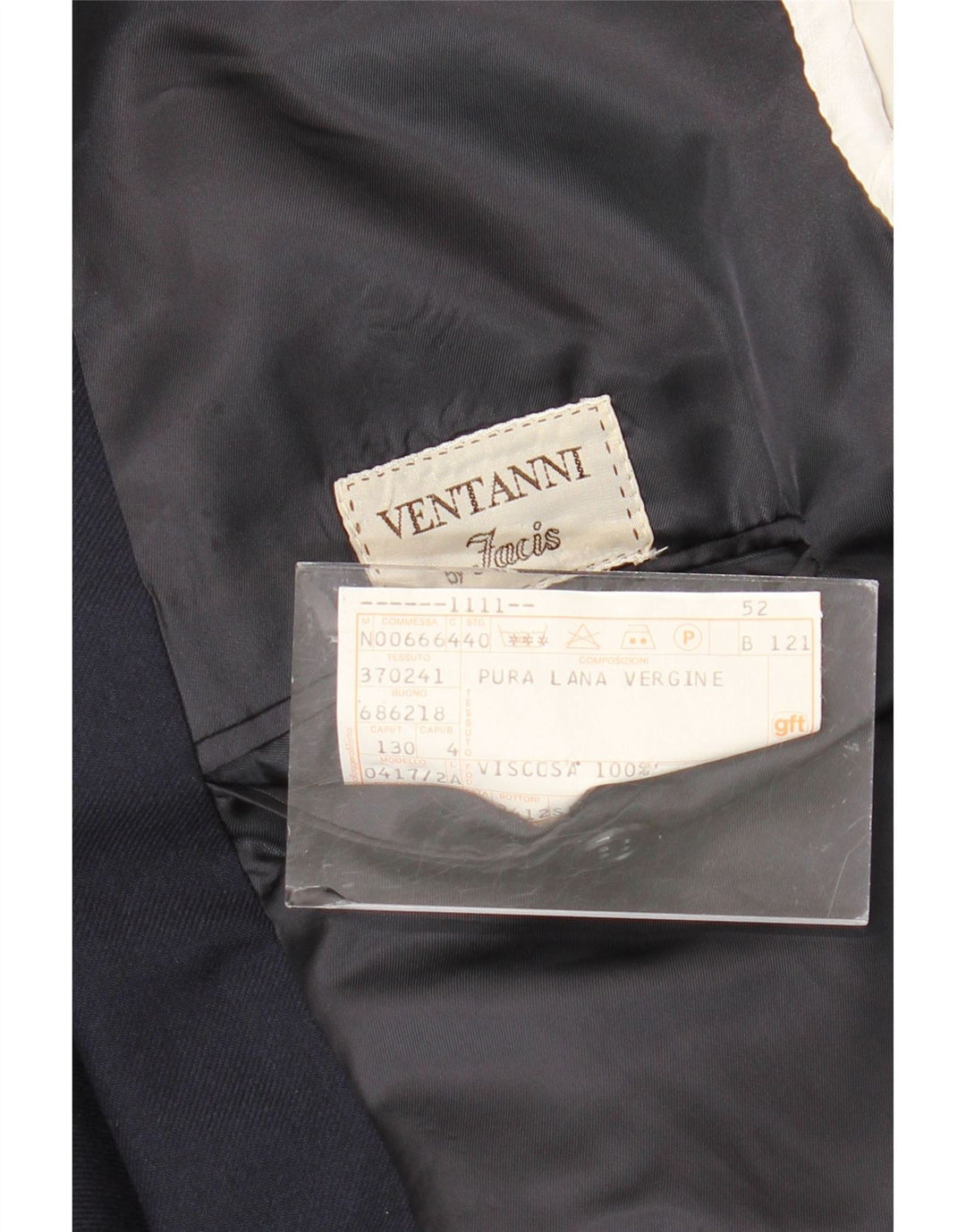 Męska marynarka dwurzędowa FACIS IT 52 XL Granatowa, dziewicza wełna