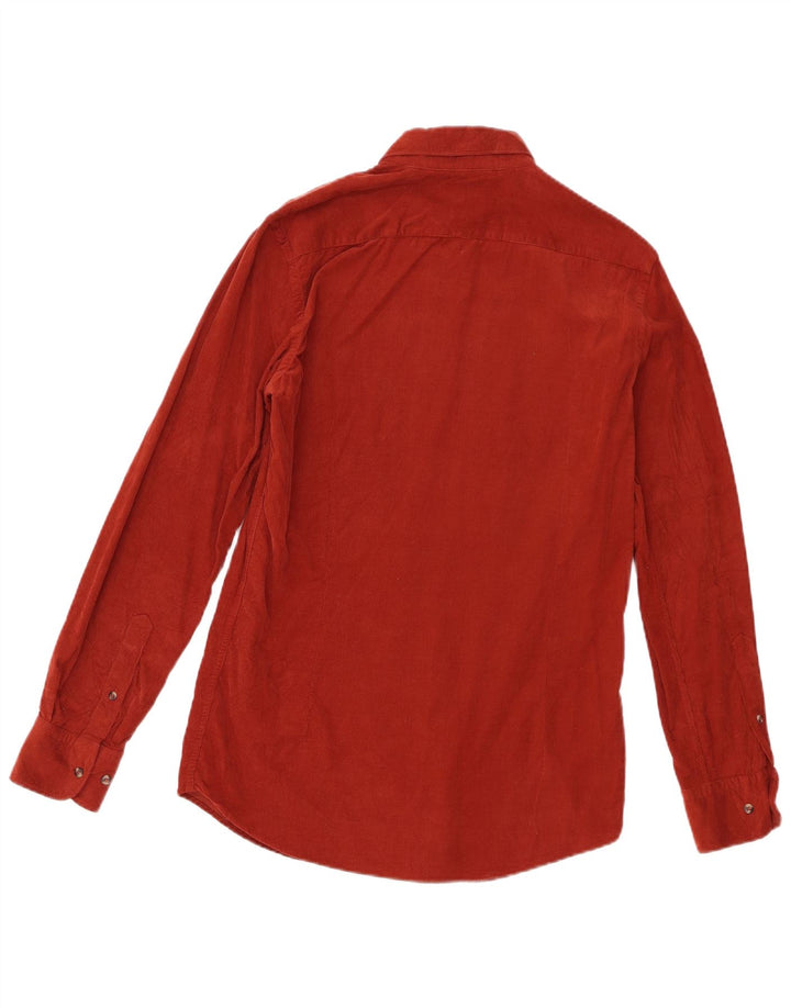 Męska koszula sztruksowa Massimo Dutti, mała, czerwona, bawełniana