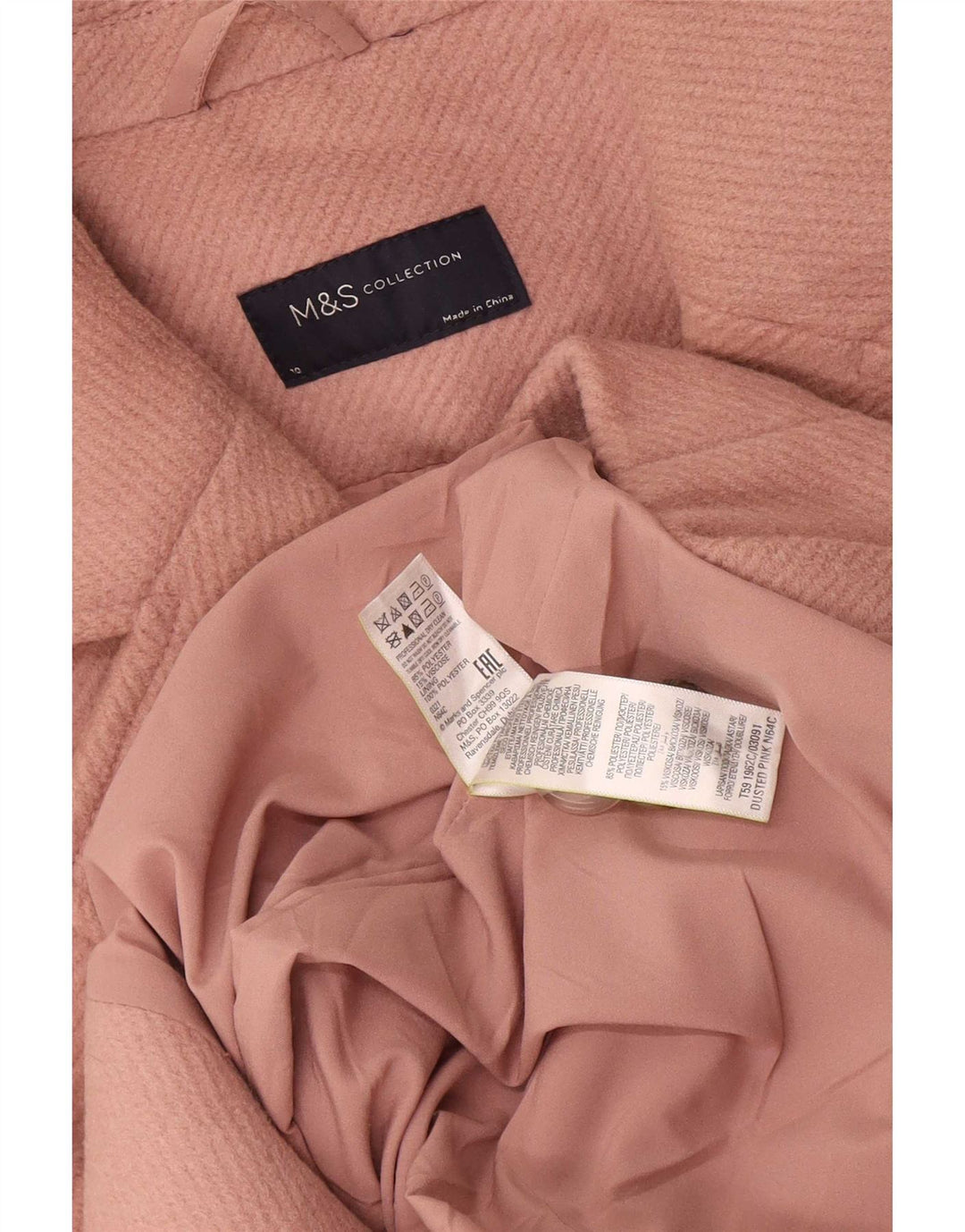 Marks & Spencer Damski płaszcz oversize z podwójnymi piersiami, UK 10, mały, różowy