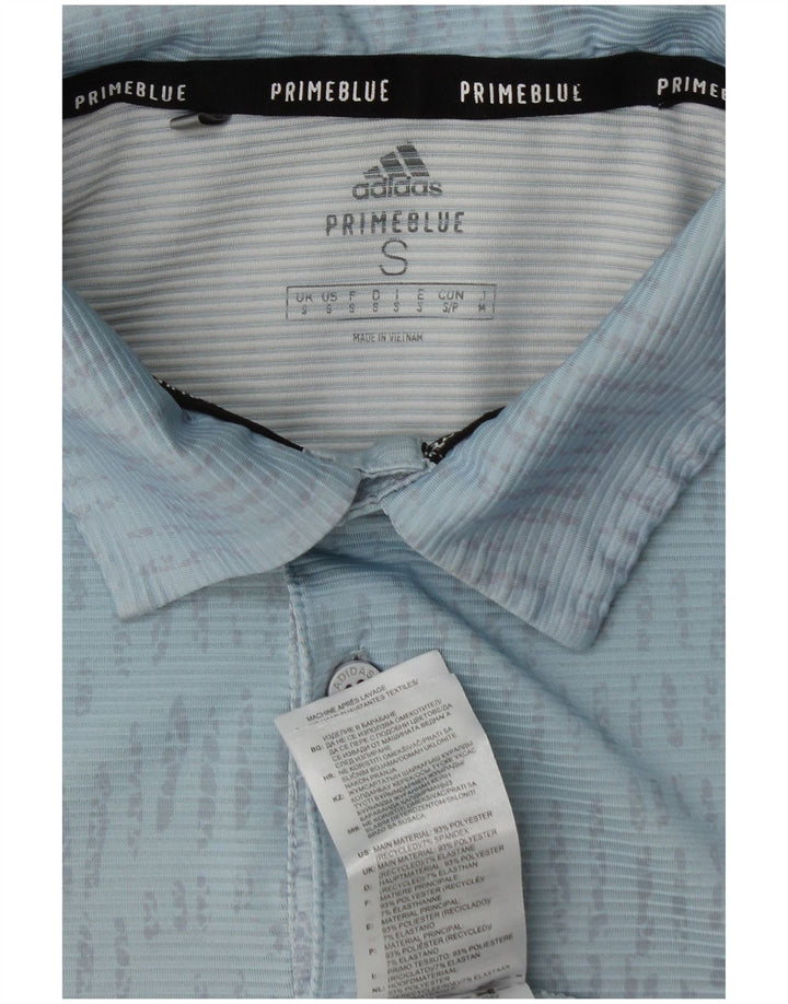 ADIDAS Mens Prime Blue Polo Shirt Small Blue Striped Polyester