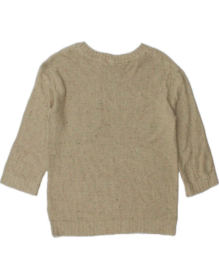 FAT FACE Womens Oversized Boat Neck Jumper Sweater UK 10 Small Beige Vintage Fat Face and Second-Hand Fat Face from Messina Hembry 