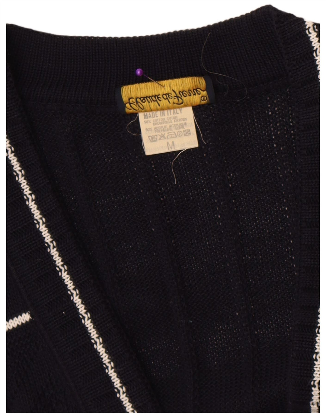 Sweter damski Claude De Pierre UK 14 Średni granatowy geometryczny