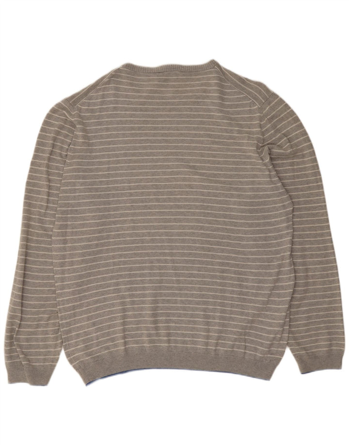 Męski sweter z okrągłym dekoltem Fred Perry XL, bawełniany w szare paski