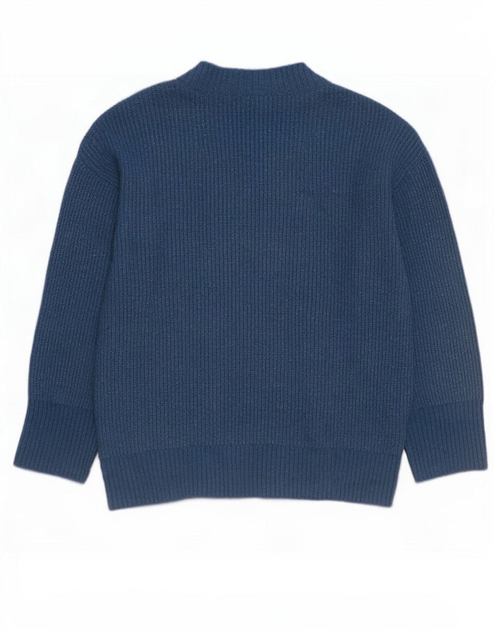 Damski sweter oversize z dekoltem w kształcie litery V, Zara, UK 14, średni niebieski poliester