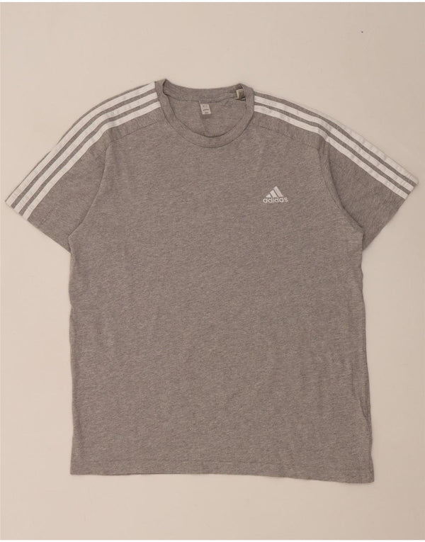 Adidas Męska koszulka Top, duża, szara, nakrapiana bawełna