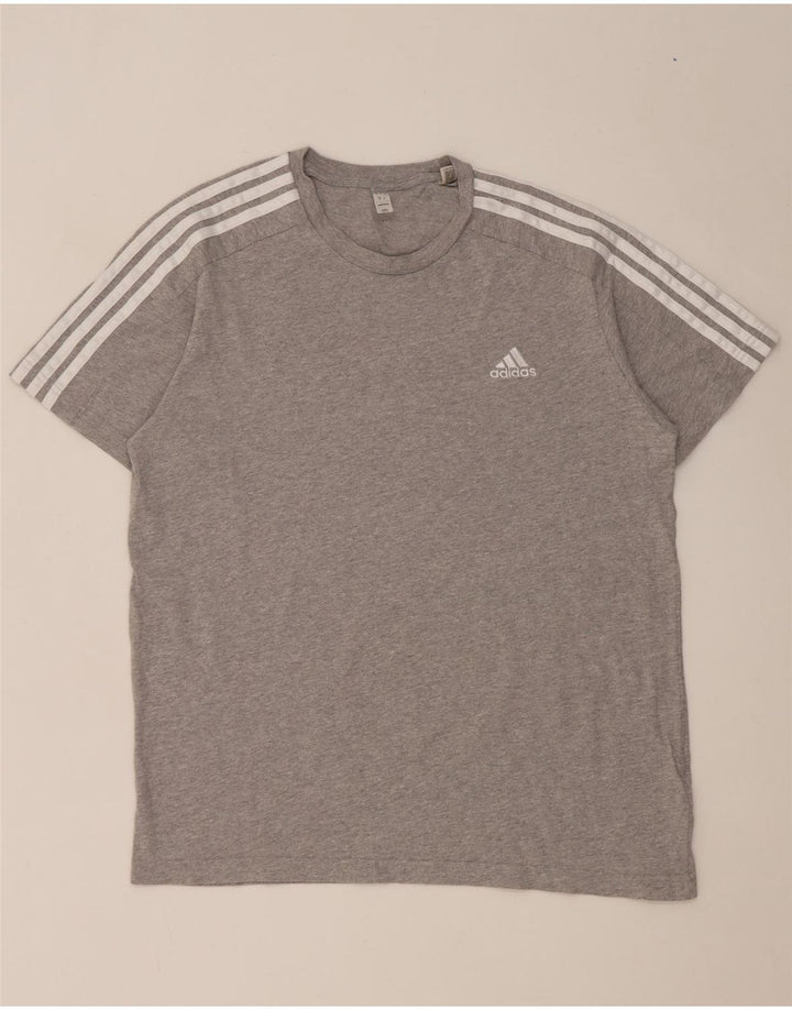 Adidas Męska koszulka Top, duża, szara, nakrapiana bawełna