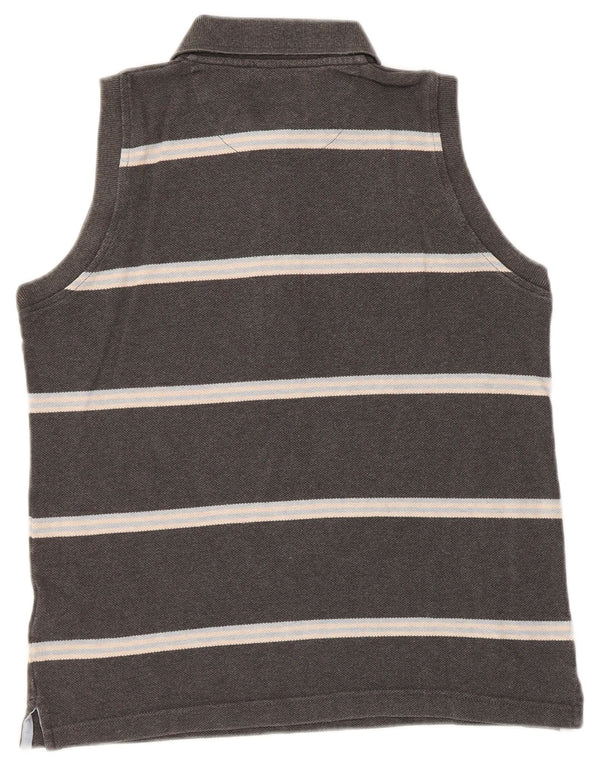 Damska koszulka polo bez rękawów Slam UK 10, mała, szara, bawełniana w paski