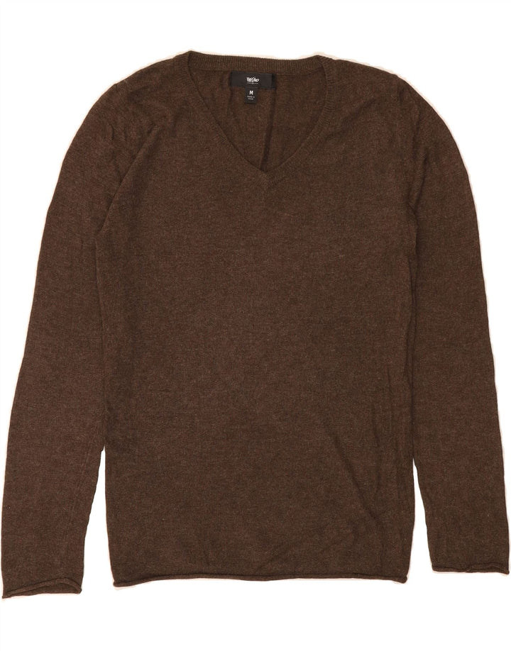 MOSSIMO Womens V-Neck Jumper Sweater UK 12 Medium Brown Nylon Vintage Mossimo and Second-Hand Mossimo from Messina Hembry 