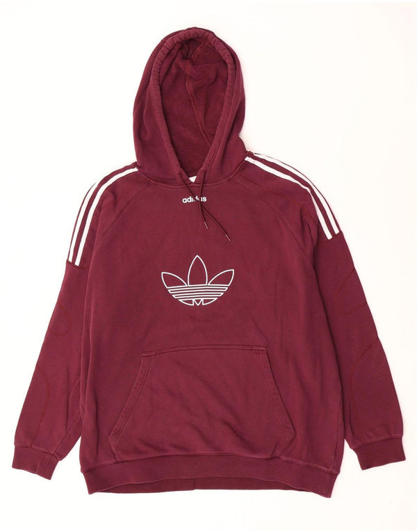 Adidas Męska bluza z kapturem XL, bordowa, bawełniana z blokami kolorów